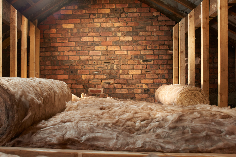 Loft Insulation With Bare Brick
